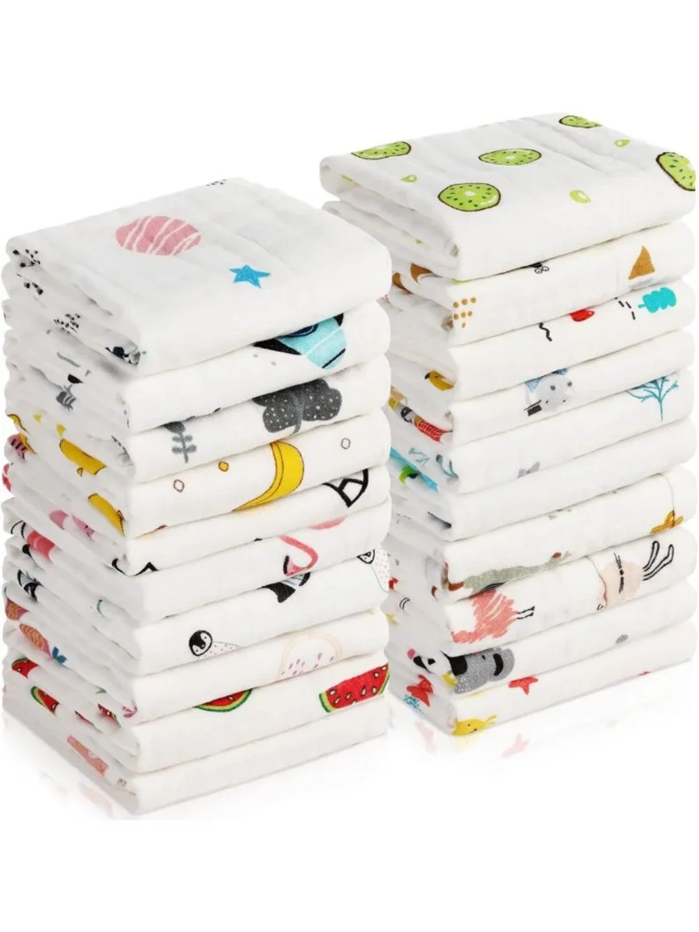 20 Pack Large 6-Layer Muslin Baby Burp Cloths - Absorbent & Soft, 20x10 In